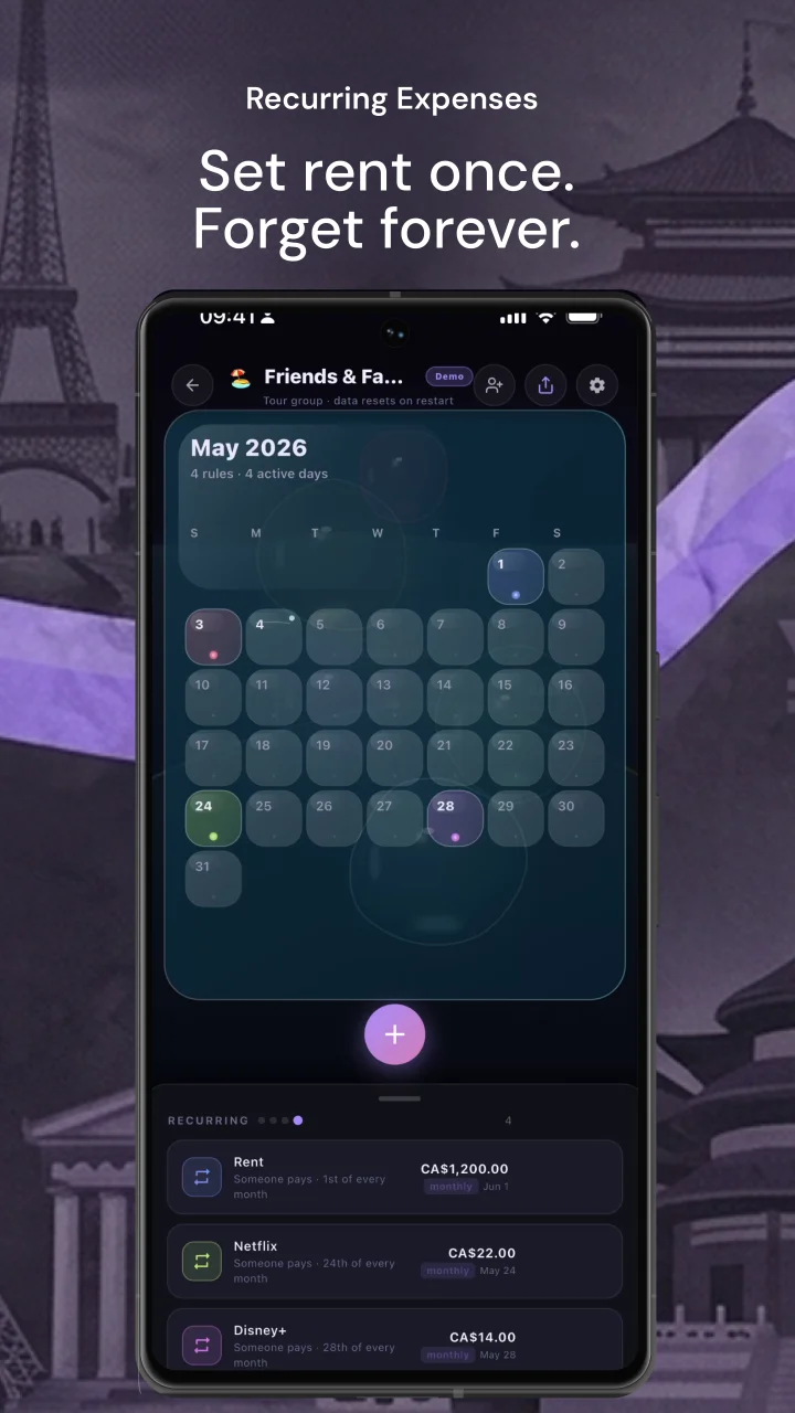 dvup — recurring expenses: set rent once, forget forever